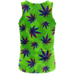 Neon Green Camouflage 3D Weed Pattern 420 Marijuana Tank Top Back