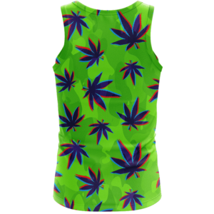 Neon Green Camouflage 3D Weed Pattern 420 Marijuana Tank Top Back