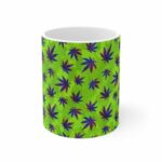 Neon Green Camouflage 3D Weed Pattern Ceramic Coffee Mug