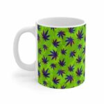 Neon Green Camouflage 3D Weed Pattern Ceramic Coffee Mug