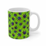 Neon Green Camouflage 3D Weed Pattern Ceramic Coffee Mug