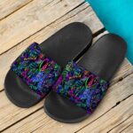Neon Trippy Writing Graffiti Art Marijuana Kush Slide Footwear