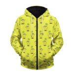 Pineapple Kush Pattern Cartoon Art Yellow Zip Up Hoodie