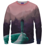Pink Skies Smoking Weed Joint Art 420 Marijuana Crewneck Sweatshirt