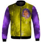 Portrait Smoking Marijuana Joint Purple Gold Galaxy Bomber Jacket