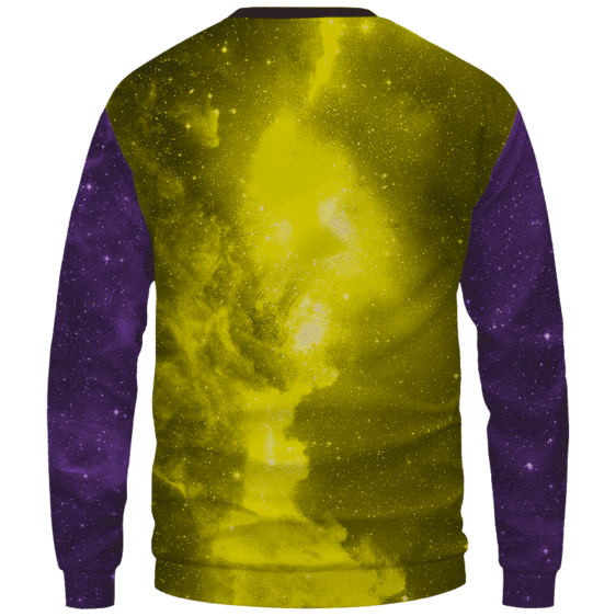 Portrait Smoking Marijuana Joint Purple Gold Galaxy Sweater - Back Mockup