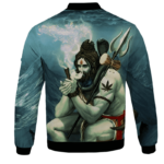 Poseidon Smoking Some Dope 420 Weed All Over Bomber Jacket - BACK