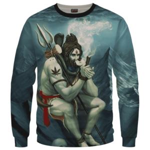 Poseidon Smoking Some Dope 420 Weed All Over Sweater