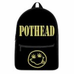Pothead Marijuana Leaf Smiley Cool Awesome Black Backpack