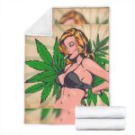 Pretty Woman Smoking Weed Joint Art Fleece Blanket
