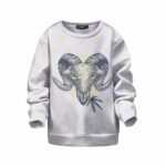 Profound Goat Chewing Cannabis Leaf Art Kids Sweatshirt