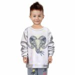 Profound Goat Chewing Cannabis Leaf Art Kids Sweatshirt