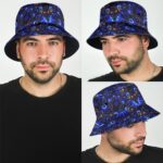 Psychedelic Abstract Art Pattern Badass Dark Blue Bucket Hat