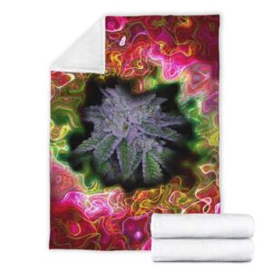 Psychedelic Cannabis Plant Artwork Dope 420 Throw Blanket