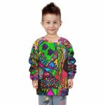 Psychedelic Doodle Colorful Artwork Kids Pullover Sweater