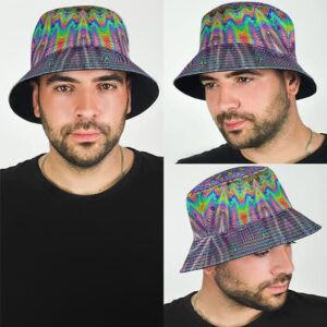 Psychedelic Glitch Art Pattern Dope Weed Bucket Hat
