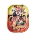 Psychedelic Honey Bee Covered in Marijuana Leaf Rolling Tray