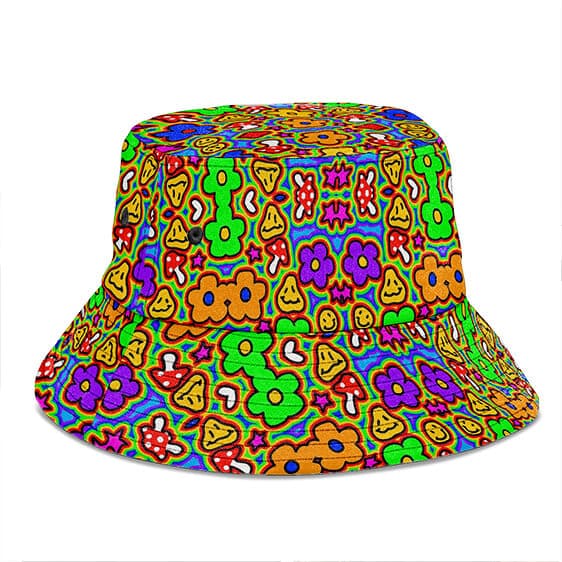 Psychedelic Magic Mushrooms Vibrant Art Cool Bucket Hat