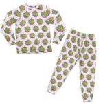 Psychedelic Rick Weed Hair Pattern White Pyjamas Set