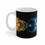 Psychedelic Vibrant Skulls Art Epic 420 Weed Coffee Mug
