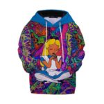 Psychedelic Woman Smoking Weed Art Epic 420 Kids Hoodie