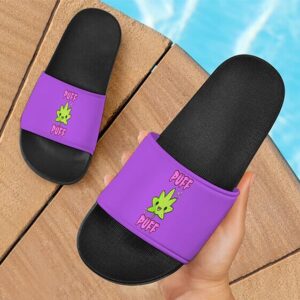 Puff Puff Cute Marijuana Leaf Purple Dope 420 Weed Slide Footwear