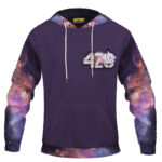 Purple 420 Galaxy Logo Cannabis Themed Colorful Hoodie