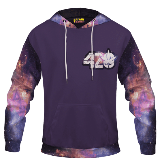 Purple 420 Galaxy Logo Cannabis Themed Colorful Hoodie