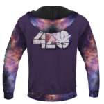Purple 420 Galaxy Logo Cannabis Themed Colorful Hoodie
