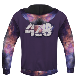 Purple 420 Galaxy Logo Cannabis Themed Colorful Hoodie