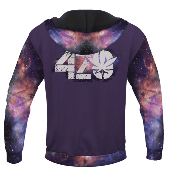 Purple 420 Galaxy Logo Cannabis Themed Colorful Hoodie