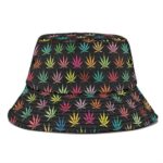 Rainbow Colors Cannabis Weed Leaf Pattern Bucket Hat