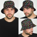 Rainbow Colors Cannabis Weed Leaf Pattern Bucket Hat