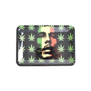 Rasta Bob Marley in Cannabis Leaves Pattern Rolling Tray