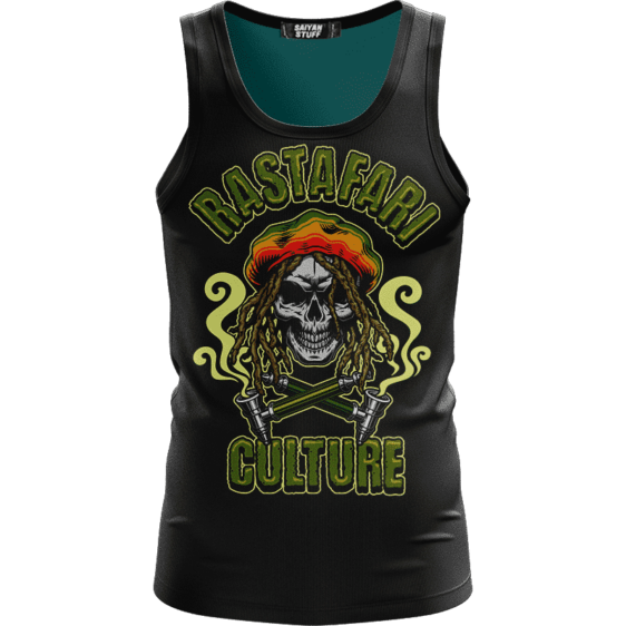 Rastafari Culture Reggae Skull Smoking Pipe 420 Ganja Cool Tank Top