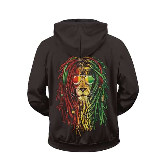 Rastafarian Dreadlocked Lion 420 Art Dope Zip Up Hoodie