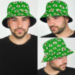 Rastafarian Love & Peace Cannabis Artwork Green Bucket Hat