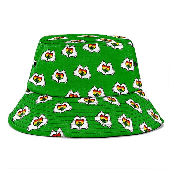 Rastafarian Love & Peace Cannabis Artwork Green Bucket Hat