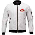 Red Lips Rolling Smoking a Marijuana Joint 420 Bomber Jacket