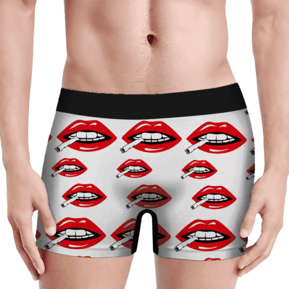 Red Lips Smoking A Joint Marijuana Weed Hemp 420 Cool Men's Boxer