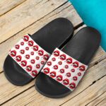 Red Lips Smoking Joint Marijuana Weed Hemp Dope Slide Footwear