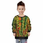 Redemption Song Lyrics Rastafarian Stripes Kids Sweatshirt