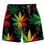Reggae Colors Marijuana Drip Paint Design Men's Beach Shorts