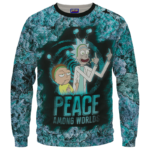 Rick & Morty Peace Among Worlds 420 Marijuana Crewneck Sweatshirt