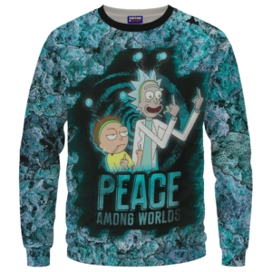 Rick & Morty Peace Among Worlds 420 Marijuana Crewneck Sweatshirt