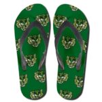 Roaring Tiger Ganja Leaves Eyes 420 Green Flip Flops