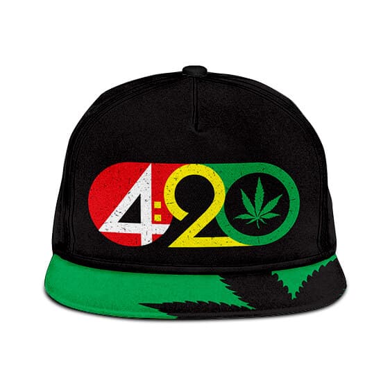 Minimalist Rastafarian 420 Weed Logo Snapback Cap