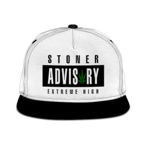Cool Stoner Advisory Extremely High Classic White Snapback Hat