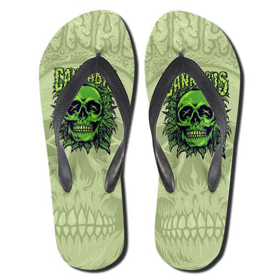 Skull Cannabis Art Dope Marijuana Flip Flops Sandals