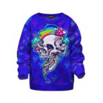 Skull & Magic Mushrooms Psychedelic Trip Blue Kids Sweater